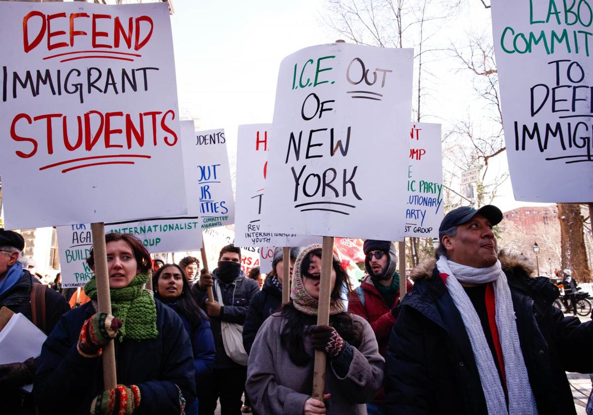 Protestas en Nueva York contra el regreso de Trump a la Casa Blanca.