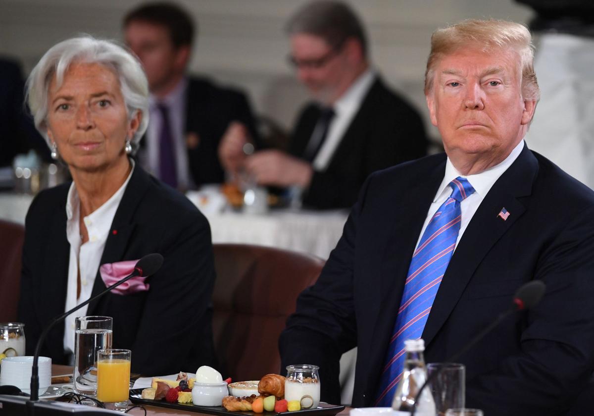 La presidenta del BCE, Christine Lagarde, y el presidente de EE UU, Donald Trump.