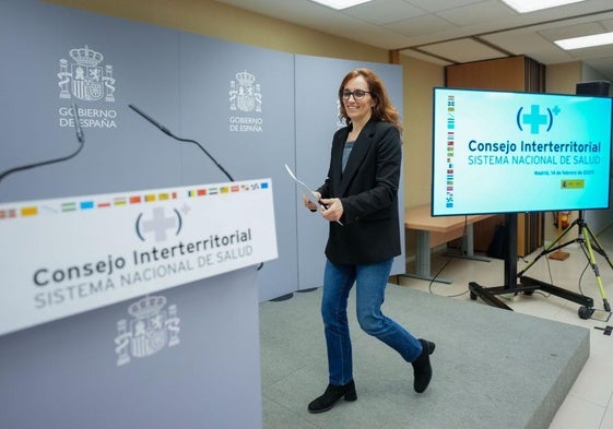 La ministra de Sanidad, Mónica García, tras el Consejo Interterritorial.