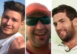 Alexander Trufanov (ruso-israelí), Yair Horn (argentino-israelí) y Sagui Dekel-Chen (estadounidense-israelí) los tres rehenes que serán liberados el sábado.