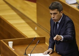 Carlos Mazón durante su intervención en las Cortes Valencianas.