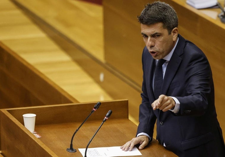 Carlos Mazón durante su intervención en las Cortes Valencianas.