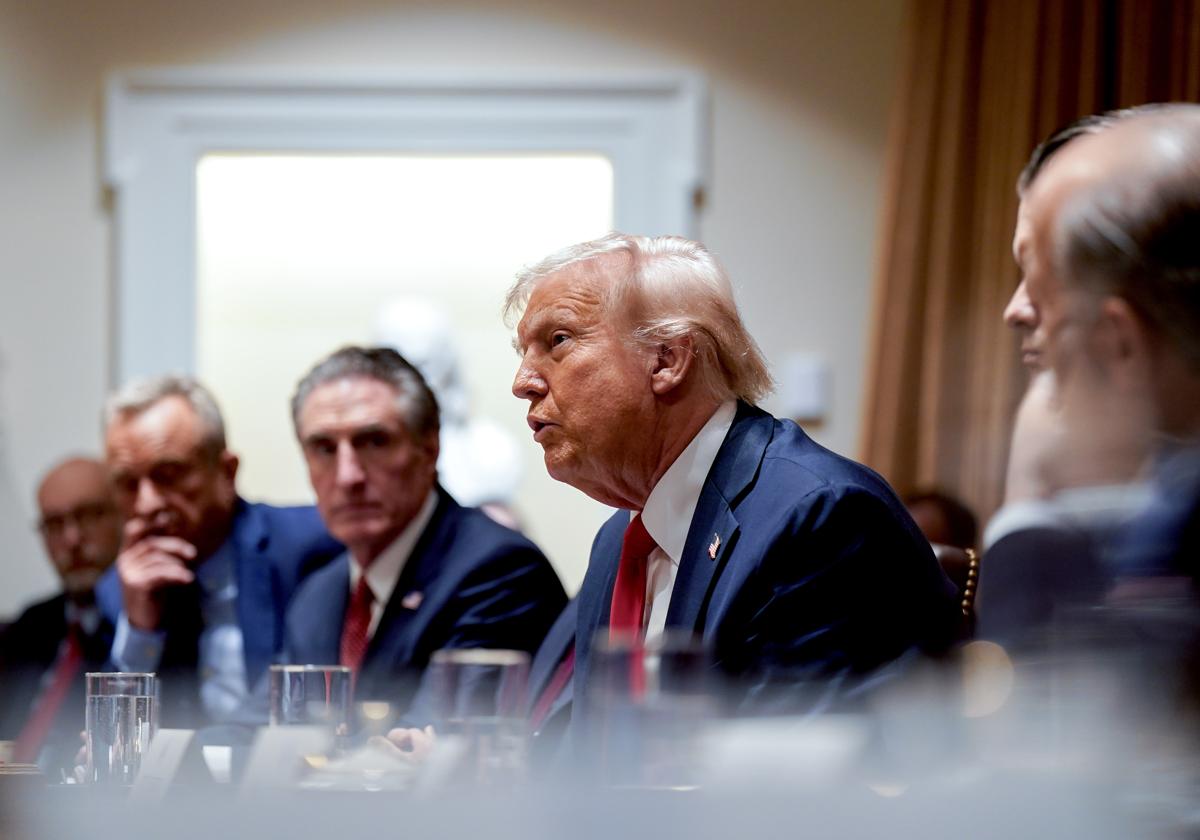 Trump, presidente de EE UU, durante su intervención de hoy.