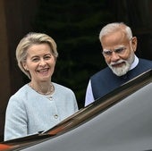 Von der Leyen, ayer, en Nueva Delhi.