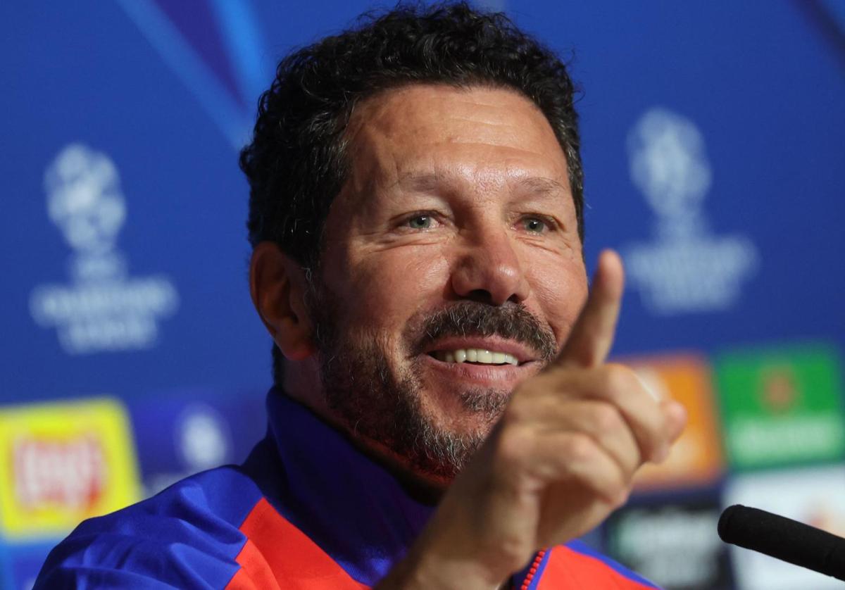 Diego Pablo Simeone, durante la rueda de prensa previa al euroderbi en el Bernabéu.