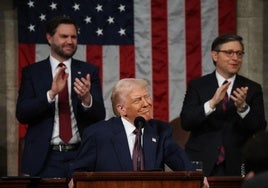 El presidente estadounidense, Donald Trump, durante su discurso en el Congreso.