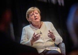 La excanciller alemana Angela Merkel durante la presentación de su biografía.