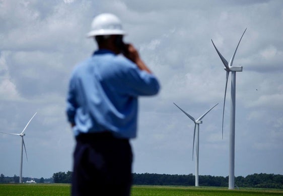 Molinos eólicos en funcionamiento en el parque Amazon Wind de Iberdrola en Carolina del Norte.