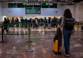 Varias personas en la estación de Barcelona-Sants.