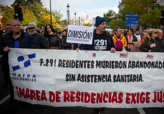Una manifestación del colectivo Marea de Residencias.