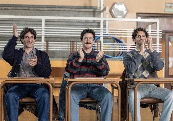 Quim Gutiérrez, Iñaki Ardanaz y Juan Diego Botto en 'Los aitas', en cines el 21 de marzo.