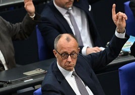 El líder conservador y futuro canciller, Friedrich Merz, durante la sesión de este martes en el Bundestag.