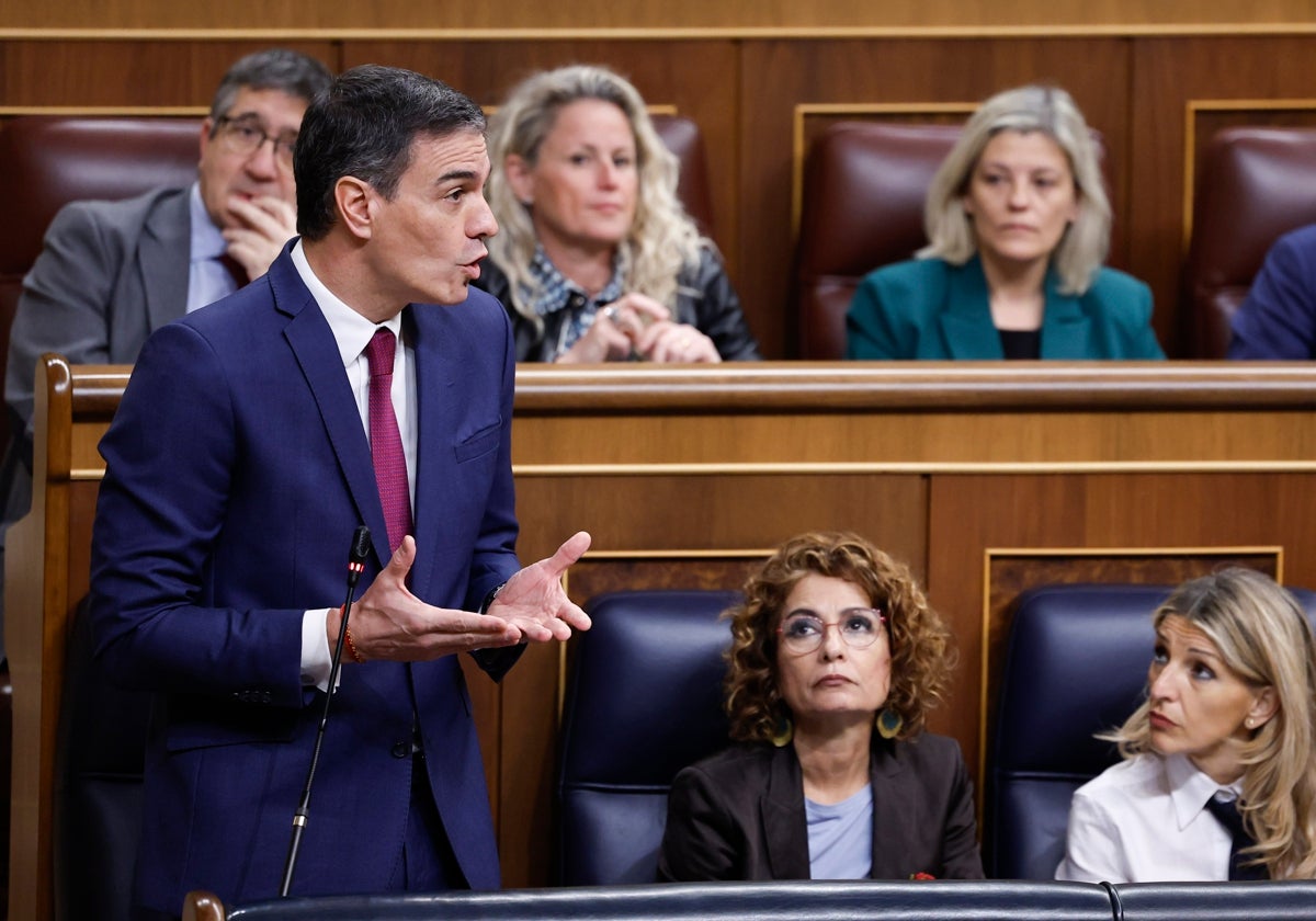 El presidente del Gobierno, Pedro Sánchez, este miércoles en la sesión de control al Gobierno en el Congreso