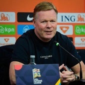 Ronald Koeman, durante la rueda de prensa que ofreció este sábado en Mestalla.