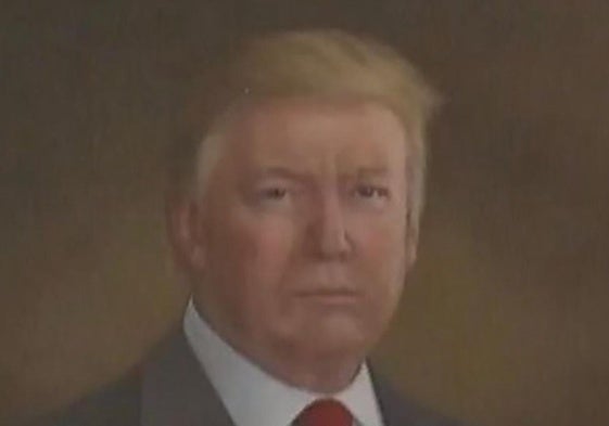 Fotografía publicada por el presidente de Estados Unidos, Donald Trump, en su cuenta de Truth Social, de un cuadro suyo en el Capitolio estatal de Colorado.