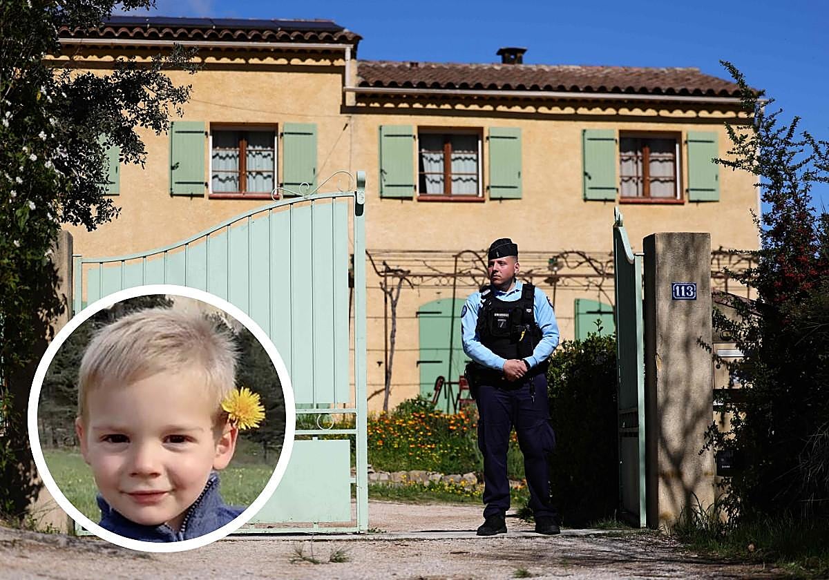Un policía, ayer, en la casa de los abuelos. A la derecha, retrato de Émile Soleil.