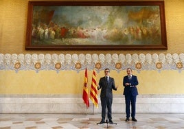 El ministro de la Presidencia, Justicia y Relaciones con las Cortes, Félix Bolaños (i), junto al conseller de Justicia y Calidad Democrática de la Generalitat, Ramon Espadaler (d).