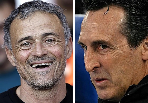 Luis Enrique, entrenador del PSG, y Unai Emery, técnico del Aston Villa.