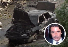 Estado en el que quedó el Audi en el que viajaba Aznar.