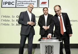 Oriol Junqueras, Jordi Turull, y Raül Romeva