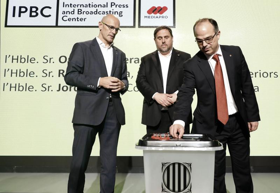 Oriol Junqueras, Jordi Turull, y Raül Romeva