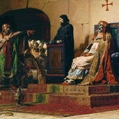 El concilio cadavérico en el cuadro 'El papa Formoso y Esteban VI' (1870), de Jean-Paul Laurens.