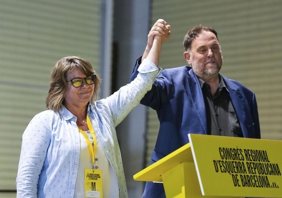 Creu Camacho y Oriol Junqueras, este domingo en Barcelona.