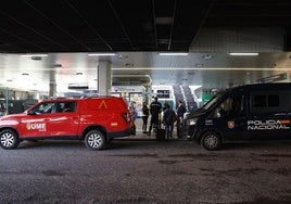 Efectivos de la UME y de la Policía Nacional, en la estación de Chamartín de Madrid.