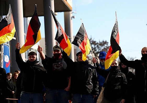 Simpatizantes del partido ultra AfD durante un acto celebrado en Berlín.