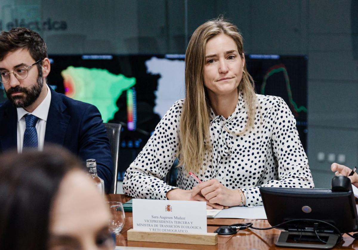 La vicepresidenta tercera, Sara Aagesen, presidede ayer el comité de crisis por el apagón.