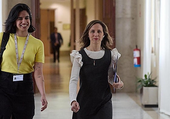 La líder de Podemos, Ione Belarra, se dirige a la Junta de Portavoces del Congreso, este martes.