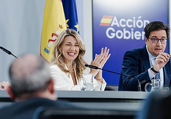La vicepresidenta segunda del Gobierno y ministra de Trabajo, Yolanda Díaz, tras el Consejo de Ministros.