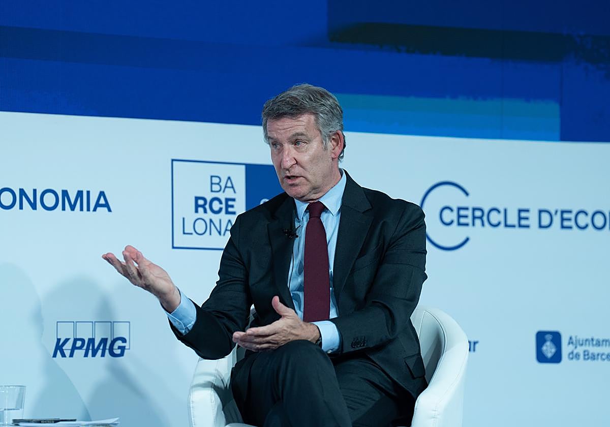 Alberto Núñez Feijóo durante su intervención este martes en la reunión anual del Cercle d'Economía.