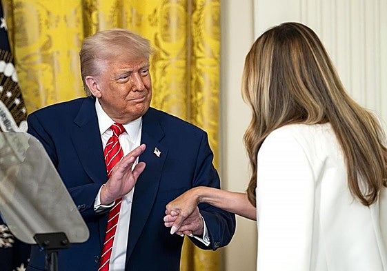 Donald Trump, en un acto en la Casa Blanca, el día de la elección del nuevo papa.