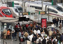 Pasajeros se agolpan el domingo en la estación de Málaga