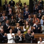 La bancada del PP aplaude a Alberto Núñez Feijóo, en el Congreso