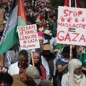 Cerca de 30.000 personas se manifestaron en Bruselas para pedir la paz en Gaza.