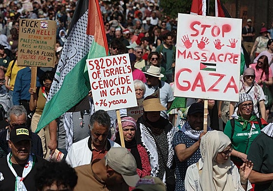 Cerca de 30.000 personas se manifestaron en Bruselas para pedir la paz en Gaza.