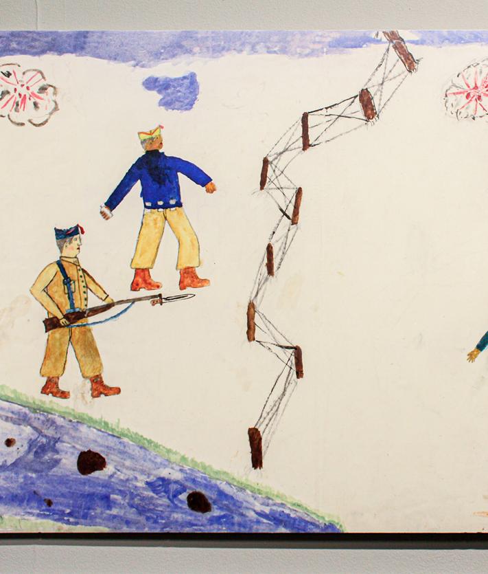 Imagen secundaria 2 - Ilustraciones infantiles de la contienda del 36 incluidas en la exposición 'Y además dibujan'.