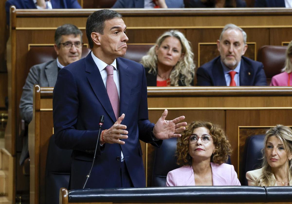 El presidente del Gobierno, Pedro Sánchez, durante la sesión de control al Gobierno.