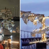 Dos muertos y 20 heridos al chocar un buque escuela mexicano contra el puente de Brooklyn