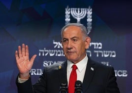 El primer ministro israelí, Benjamín Netanyahu, durante su comparecencia en de este miércoles en Jerusalén.