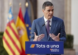 Pedro Sánchez, durante su comparecencia tras la reunión interministerial sobre la dana, en octubre