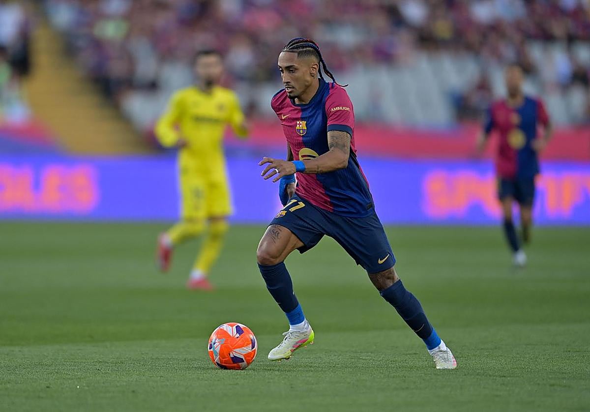 Raphina, durante el duelo entre Barça y Villarreal en Montjuic.
