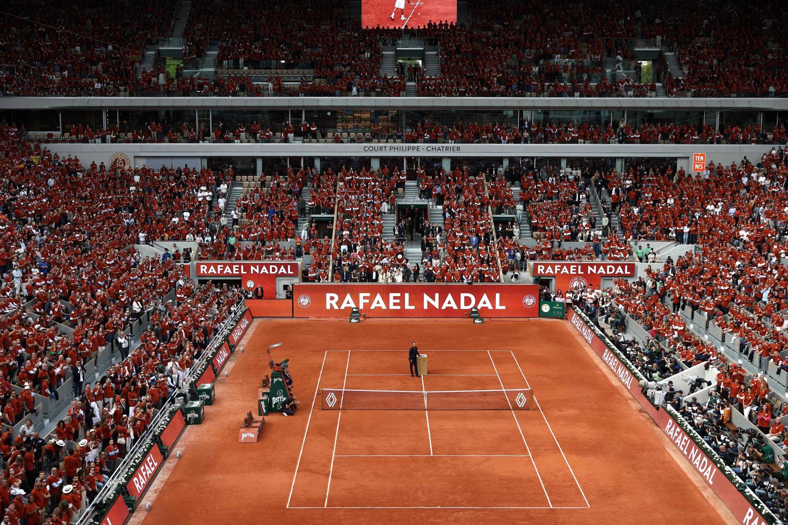 Aspecto de la pista Philippe Chatrier, durante el acto.