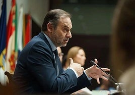 El exministro de Transportes José Luis Ábalos en la comisión de investigación sobre la compra de material sanitario en pandemia..