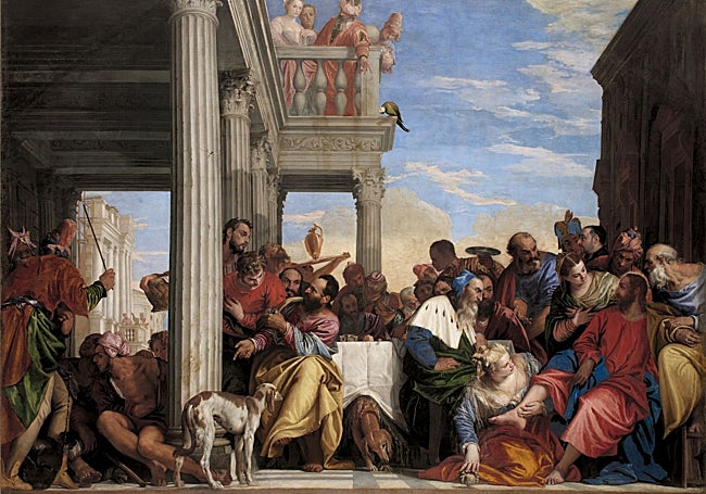 La cena en casa de Simón Óleo.Paolo Veronese., sobre lienzo (315 × 451) Hacia 1556-60 Turín.