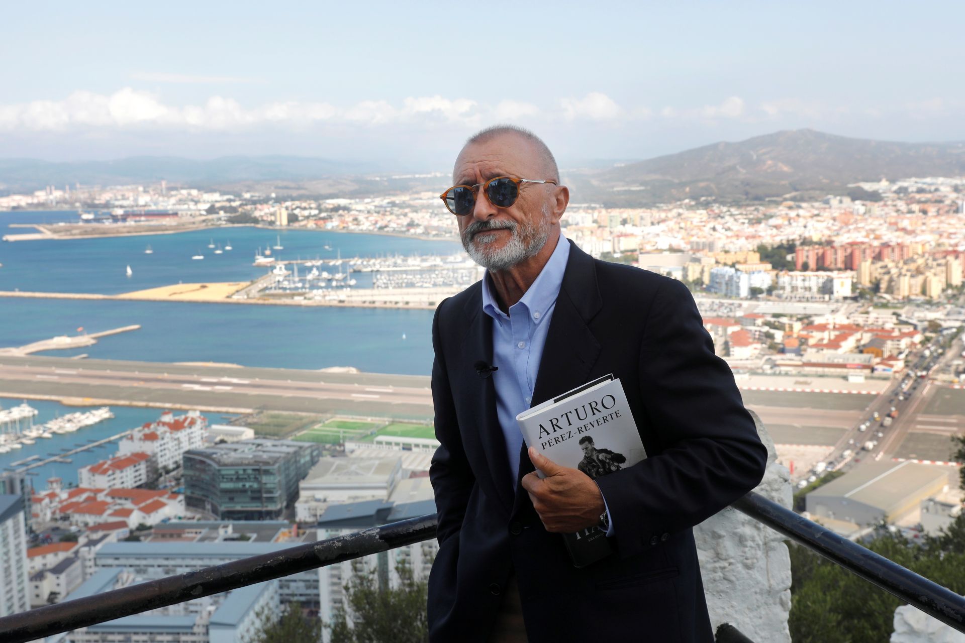 Writer Arturo Pérez-Reverte, with the Bay of Algeciras in the background.