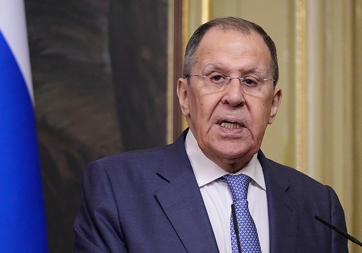 El ministro de Exteriores de Rusia, Serguéi Lavrov, durante su rueda de prensa de este martes en Moscú.