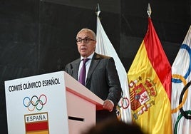 Alejandro Blanco interviene en Asamblea General Extraordinaria del Comité Olímpico Español celebrada este miércoles.